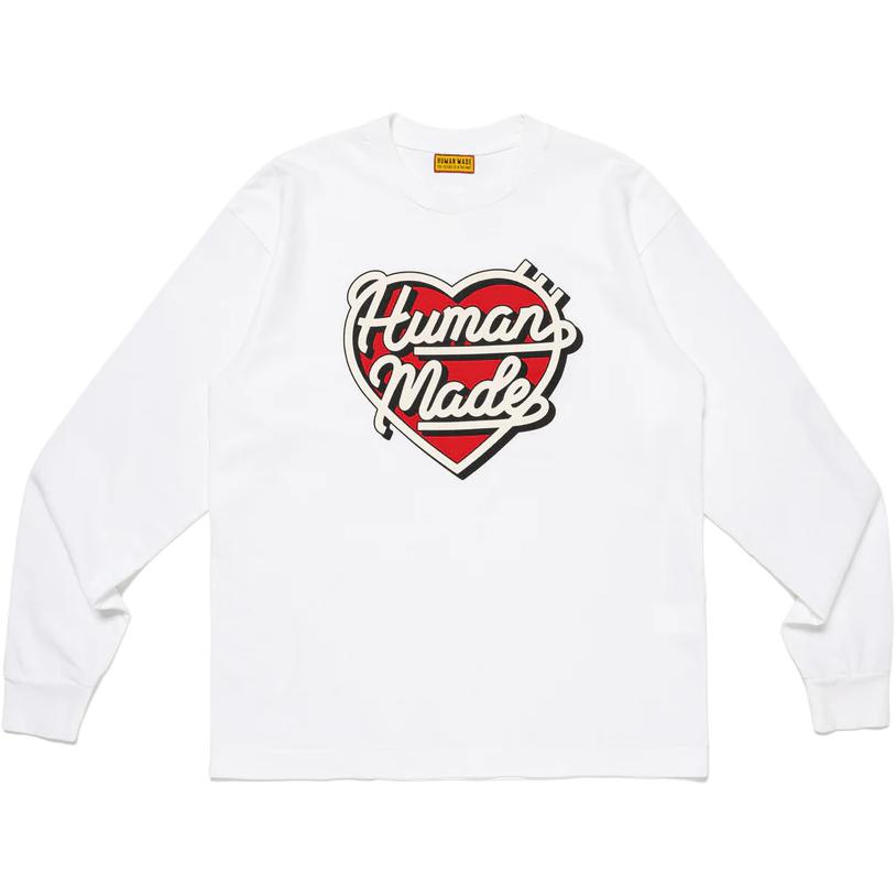HUMAN MADE SS25 Heart Logo Crewneck Ribbed Long Sleeve T-Shirt Unisex HM29CS021