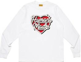 HUMAN MADE SS25 Heart Logo Crewneck Ribbed Long Sleeve T-Shirt Unisex HM29CS021 HUMAN MADE SS25 Heart Logo Crewneck Ribbed Long Sleeve T-Shirt Unisex HM29CS021