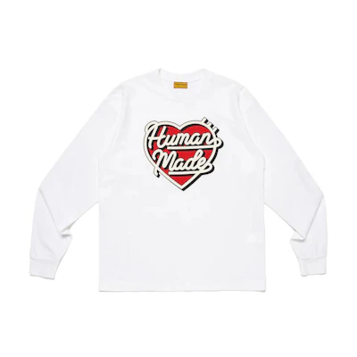 HUMAN MADE SS25 Heart Logo Crewneck Ribbed Long Sleeve T-Shirt Unisex HM29CS021