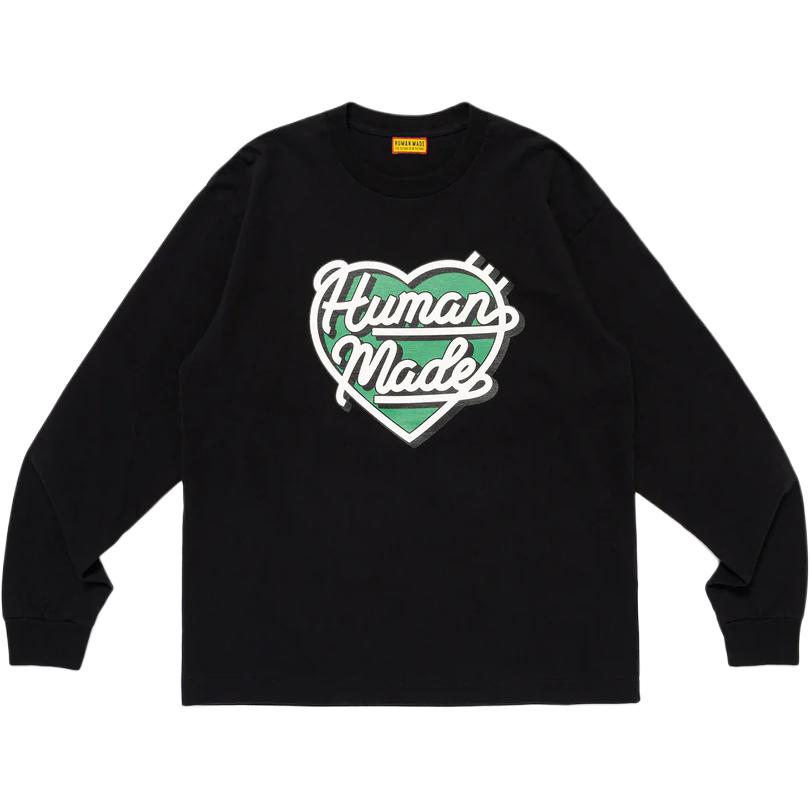 Order Camiseta Unisex HUMAN MADE SS25 Logo Corazón Manga Larga Cuello Redondo HM29CS021