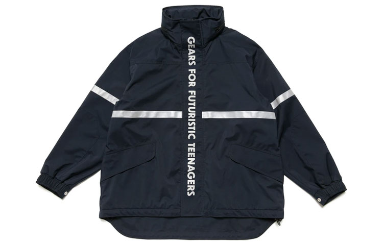 HUMAN MADE Striped Logo Slogan Print Firefighter Jacket. HM22JK004