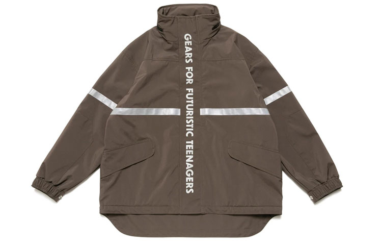 Shop HUMAN MADE Striped Logo Slogan Print Firefighter Jacket. HM22JK004