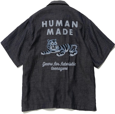 HUMAN MADE Tiger Logo Button-Up Short Sleeve Shirt Navy Unisex. HM23SH017 Order HUMAN MADE Tiger Logo Button-Up Short Sleeve Shirt Navy Unisex. HM23SH017
