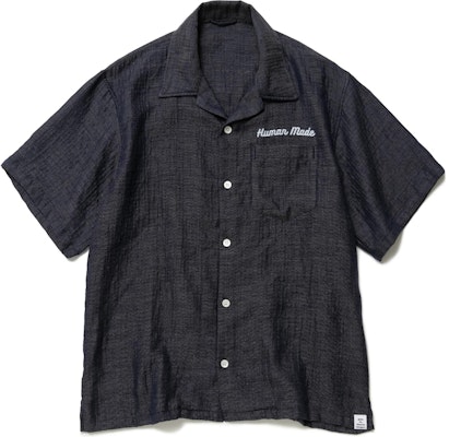 HUMAN MADE Tiger Logo Button-Up Short Sleeve Shirt Navy Unisex. HM23SH017 Lookbook HUMAN MADE Tiger Logo Button-Up Short Sleeve Shirt Navy Unisex. HM23SH017