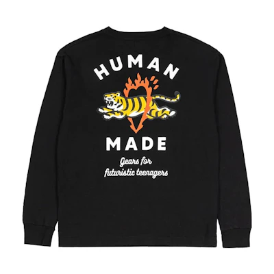 HUMAN MADE Tiger Print Long Sleeve Unisex Crewneck T-Shirt. HM25CS029
