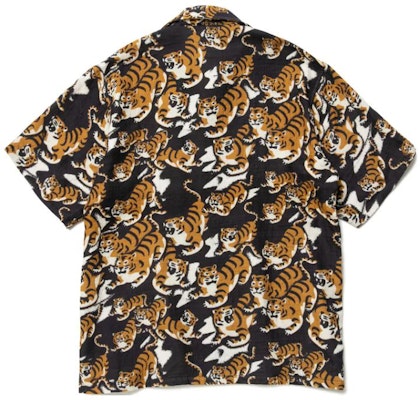 HUMAN MADE Tiger Print Short Sleeve Shirt Navy Blue SS22 Capsule Collection. HM23SH016 Lookbook HUMAN MADE Tiger Print Short Sleeve Shirt Navy Blue SS22 Capsule Collection. HM23SH016