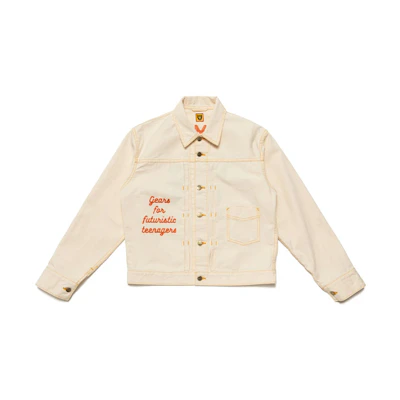 HUMAN MADE Unisex White Long-Sleeve Jacket with Plain Design and Collar HM22JK008
