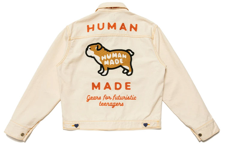 Lookbook HUMAN MADE Jaket Lengan Panjang Unisex Putih dengan Rekaan Ringkas dan Kolar HM22JK008