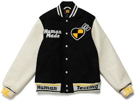 HUMAN MADE x ASAP Rocky Human Testing Varsity Jacket Black Unisex HM23HT001 HUMAN MADE x ASAP Rocky Human Testing Varsity Jacket Black Unisex HM23HT001