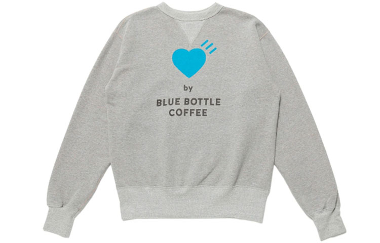 Human Made BLUE BOTTLE COFFEE FW21 Grey Crewneck Sweatshirt Blue Heart Design XX22CS013