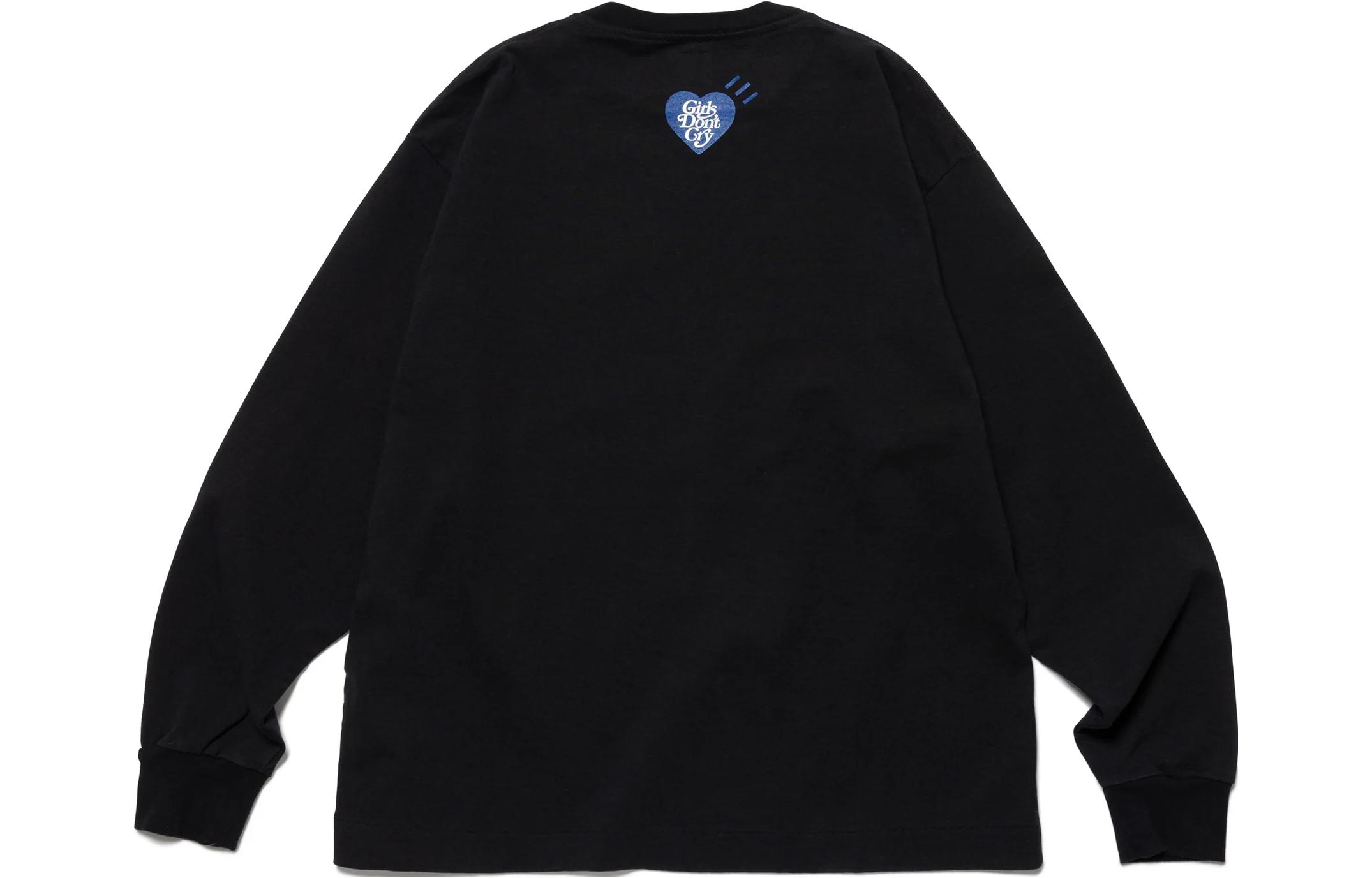 Lookbook Camiseta Manga Larga Negra Unisex HUMAN MADE x Girls Don''t Cry SS23 Gráfico XX25CS003