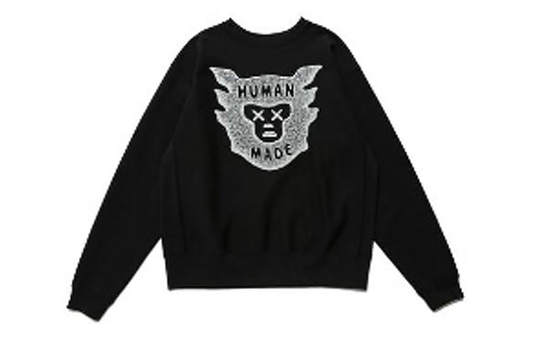 Human Made KAWS FW21 Cartoon Logo Crewneck Sweatshirt Unisex XX22CS005-Black