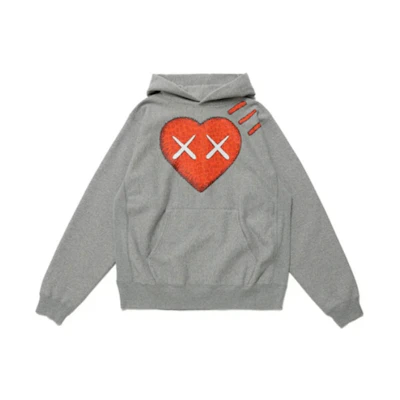 Human Made KAWS FW21 Heart Hoodie Unisex Grey XX22CS008