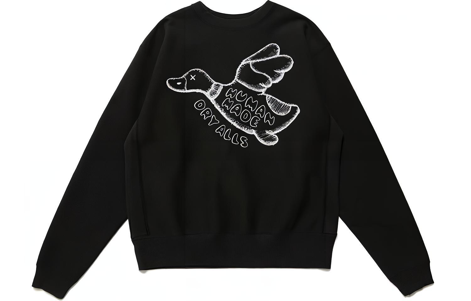 Human Made KAWS FW21 Logo Duck Print Crewneck Sweatshirt Black Unisex XX22CS006-black
