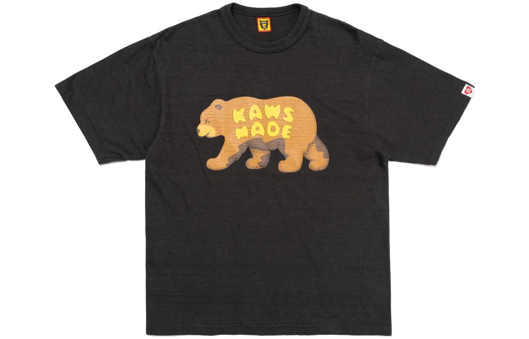 HUMAN MADE x KAWS FW23 Bear Print Black Unisex T-Shirt. XX26TE007