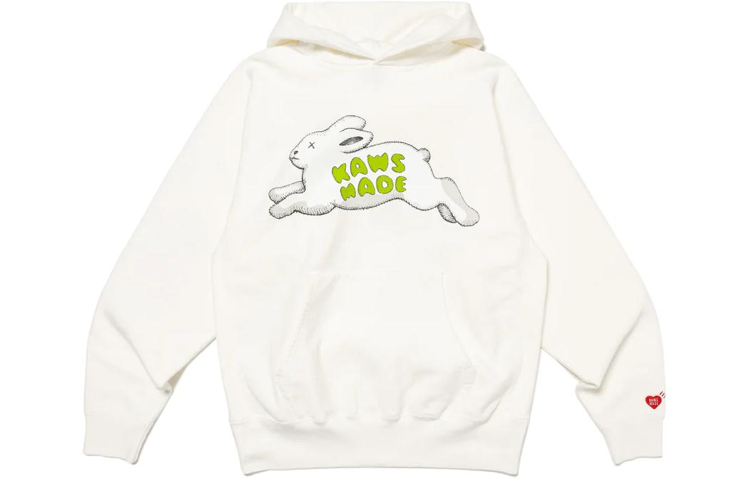 Human Made KAWS FW23 Rabbit Print Hoodie Unisex White XX26CS001