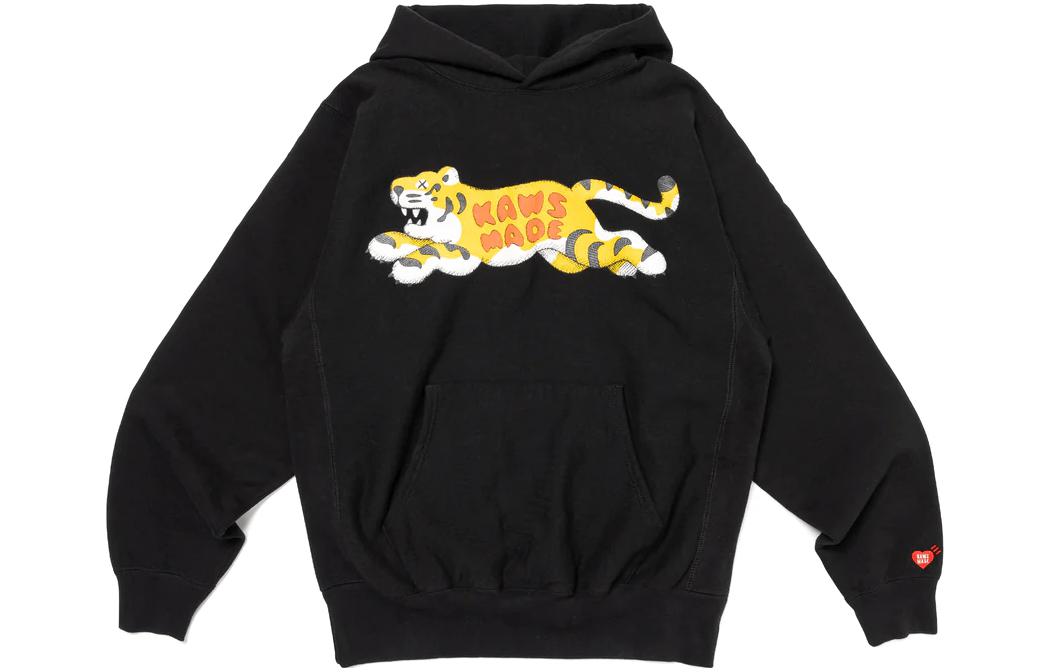 Human Made KAWS FW23 Tiger Print Hoodie Unisex Black XX26CS002