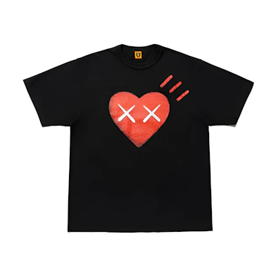 HUMAN MADE KAWS Heart Print Tee Unisex Crewneck Short Sleeve T-Shirt XX22TE008-BLACK