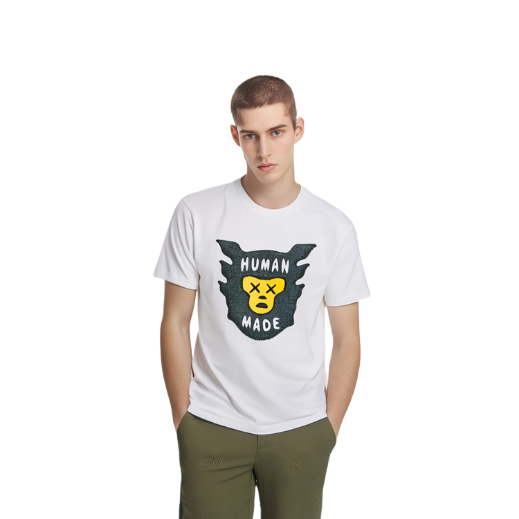 Shop 휴먼메이드 x 카우스 로고 하트 프린트 유니섹스 크루넥 티셔츠. XX22TE003