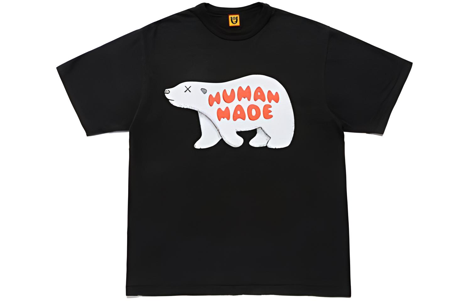 HUMAN MADE x KAWS Logo Polar Bear Graphic Crewneck T-Shirt Unisex. XX22TE009-BLACK