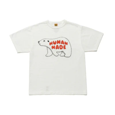 HUMAN MADE KAWS Logo Polar Bear Graphic Unisex White T-Shirt. XX22TE009