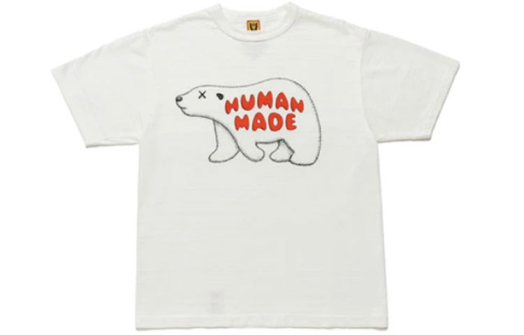 Order HUMAN MADE x KAWS 北極熊圖案男女同款白色T恤。 XX22TE009
