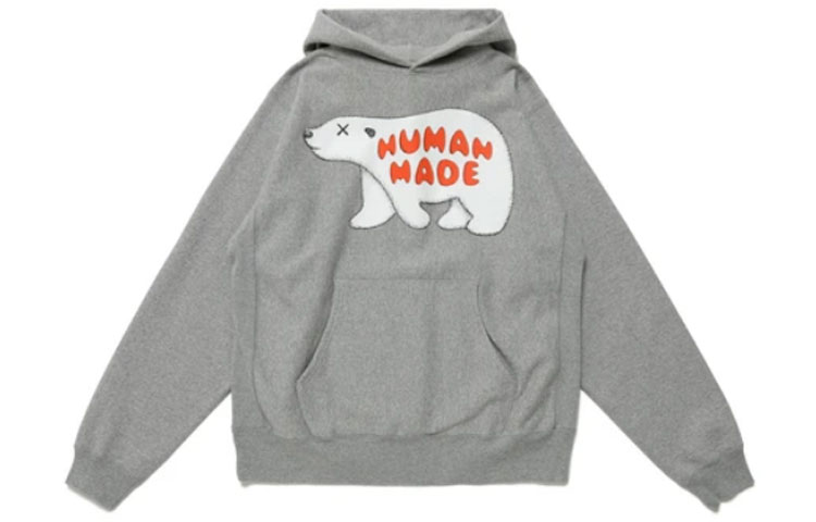 Order HUMAN MADE x KAWS Logo Polar Bear Hoodie Pullover Unisex Collaboration Series. XX22CS009-GRAY