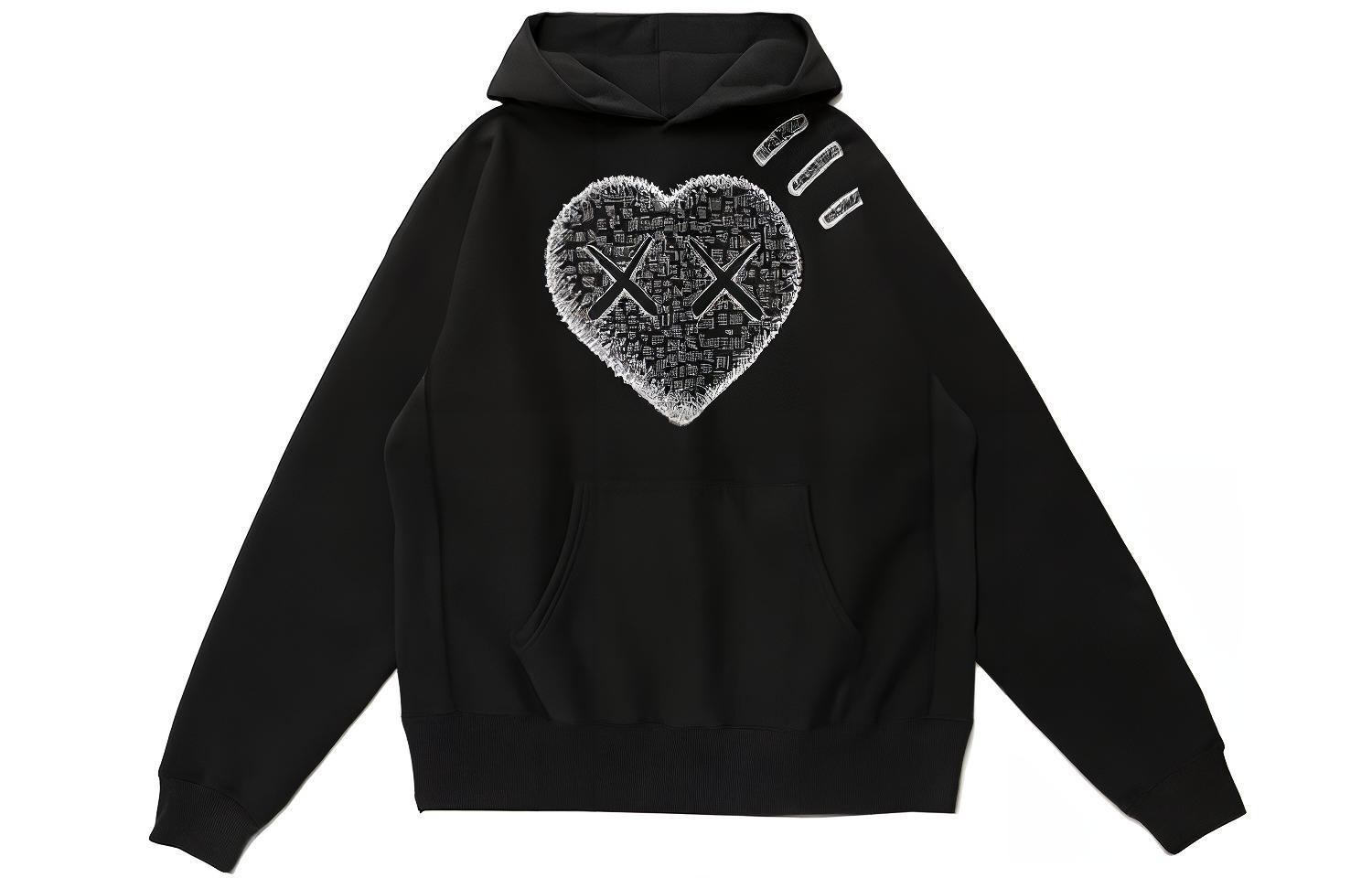 HUMAN MADE KAWS Logo Print Unisex Hoodie Black. XX22CS008-Black