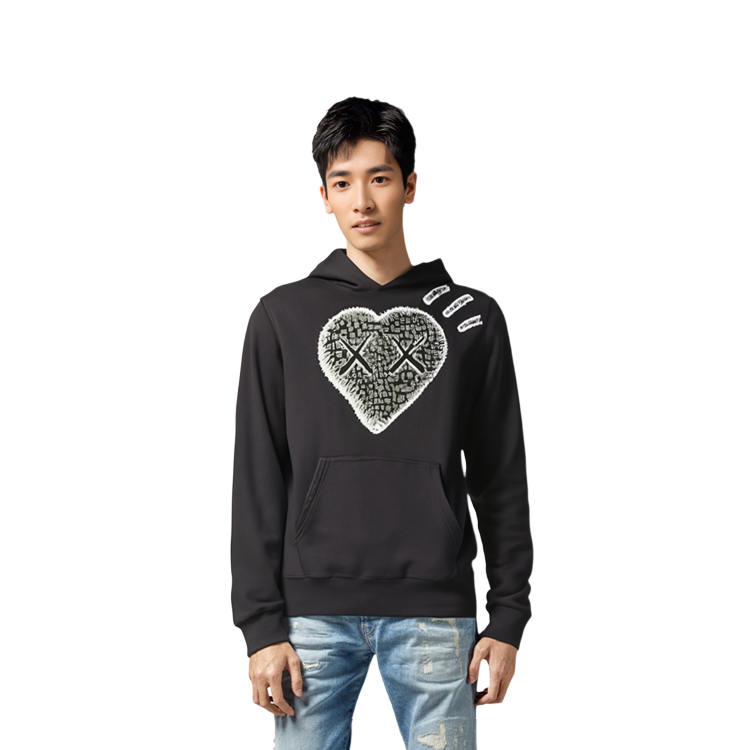 HUMAN MADE KAWS Logo Print Unisex Hoodie Black. XX22CS008-Black 圖 4