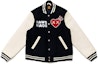 Buy HUMAN MADE x KAWS Navy Blue Heart Ape Varsity Jacket Collaboration. XX22JK004NY4