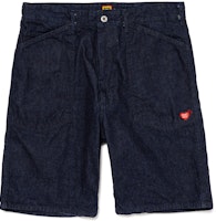 HUMAN MADE x KAWS SS24 Embroidered Denim Shorts Navy Unisex Casual Fit. XX27PT008 HUMAN MADE x KAWS SS24 Embroidered Denim Shorts Navy Unisex Casual Fit. XX27PT008