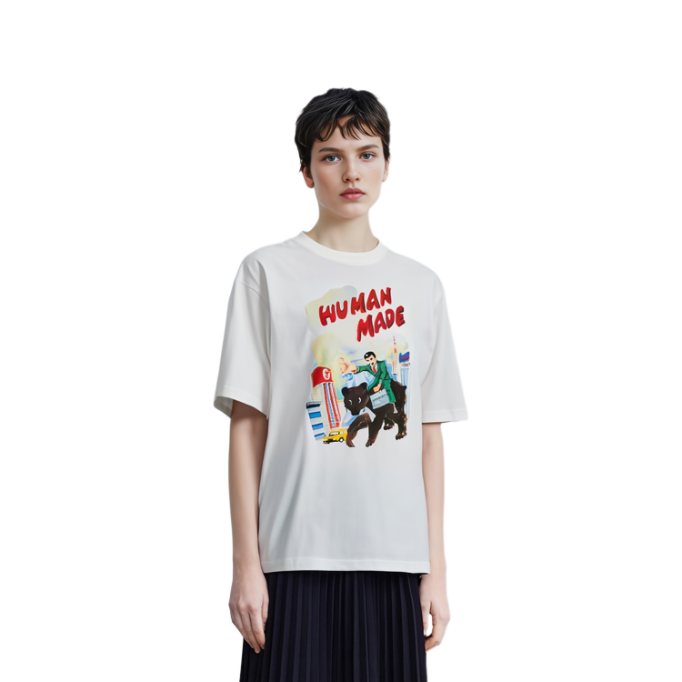 Shop HUMAN MADE x Keiko Sootome Cartoon Graphic Unisex Relaxed White T-Shirt. XX25TE005