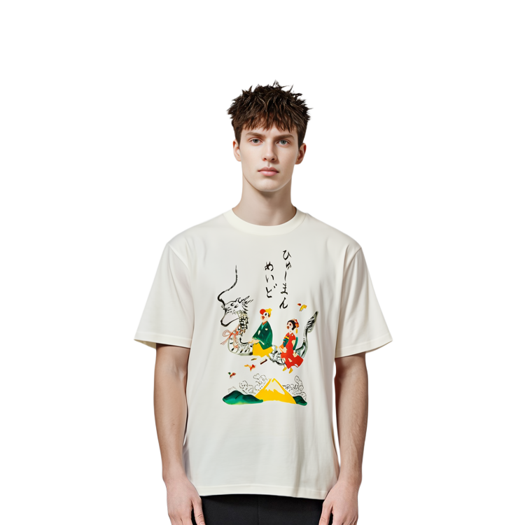 Shop HUMAN MADE x KEIKO SOOTOME SS24 卡通印花男女白色圓領T恤 XX27TE002