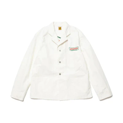 HUMAN MADE Krispy Kreme SS23 Factory Jacket Donut Logo Unisex White Jacket. XX25JK001