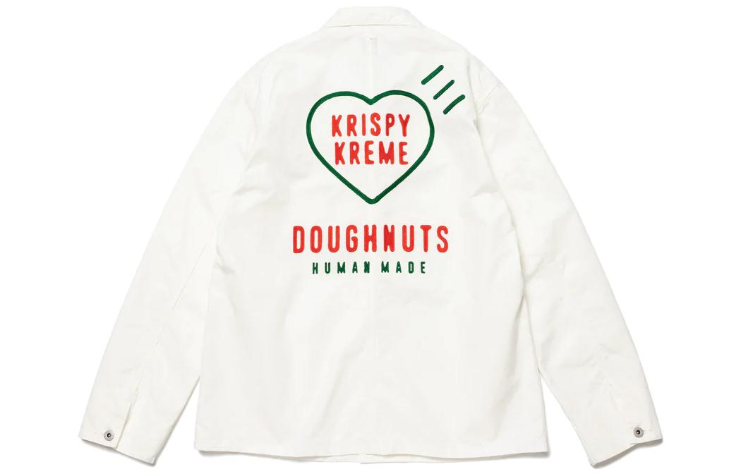 Lookbook HUMAN MADE x Krispy Kreme 聯名款 SS23 糖霜甜甜圈白色工廠外套 男女適穿。 XX25JK001