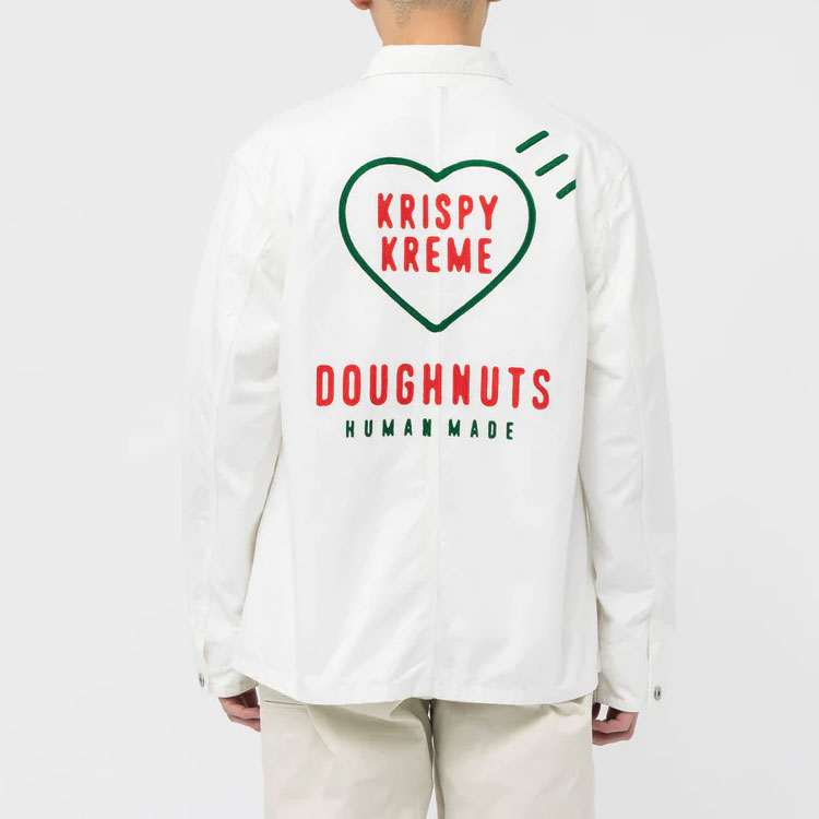 Purchase HUMAN MADE x Krispy Kreme 聯名款 SS23 糖霜甜甜圈白色工廠外套 男女適穿。 XX25JK001