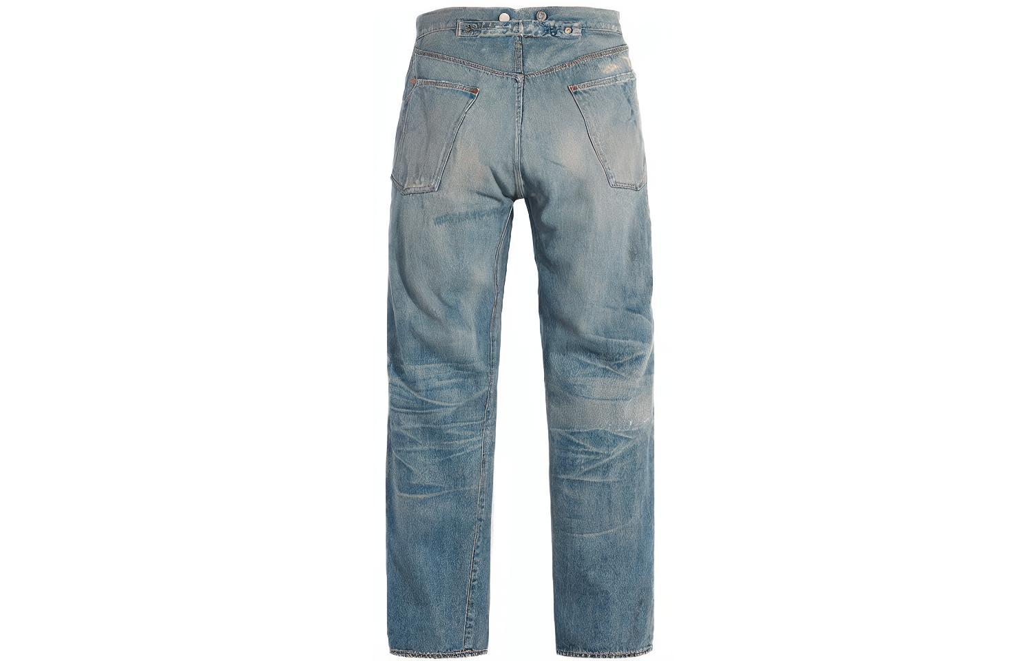 Lookbook 휴먼 메이드 x 리바이스 클래식 디스트레스 워시 데님 청바지 유니섹스 커플 스타일 블루 A2068-0000