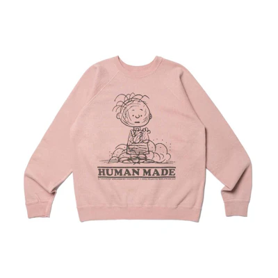 HUMAN MADE Peanuts SS23 Charlie Brown Graphic Pink Crewneck Unisex Sweatshirt HM24CS044