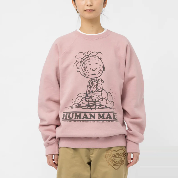 HUMAN MADE Peanuts SS23 Charlie Brown Graphic Pink Crewneck Unisex Sweatshirt HM24CS044 圖 4