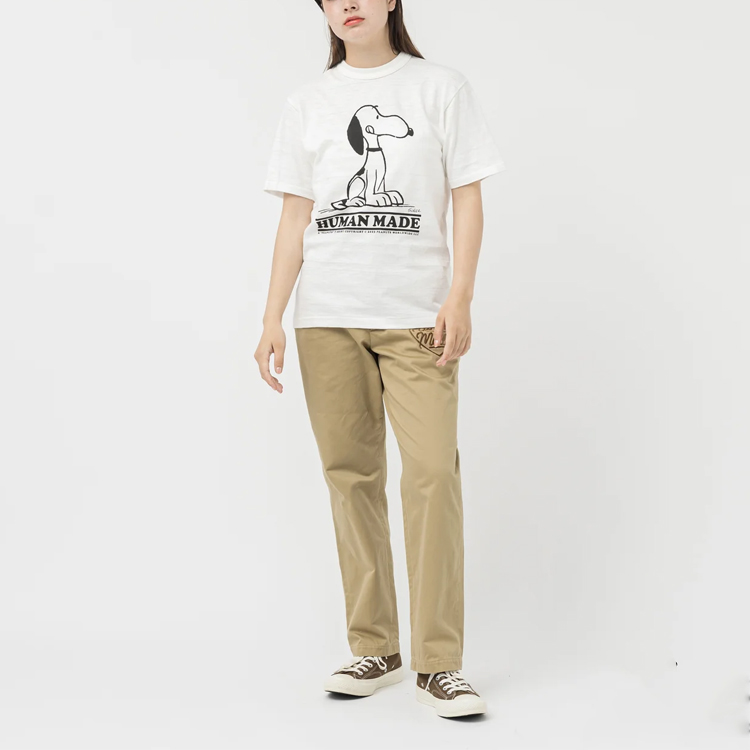 Shop HUMAN MADE x PEANUTS SS23 史努比圖案中性圓領T恤 HM25TE023