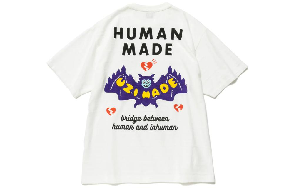 HUMAN MADE x Uzi FW22 White Cartoon Bat Graphic Print Crewneck T-Shirt Mens. XX23TE006