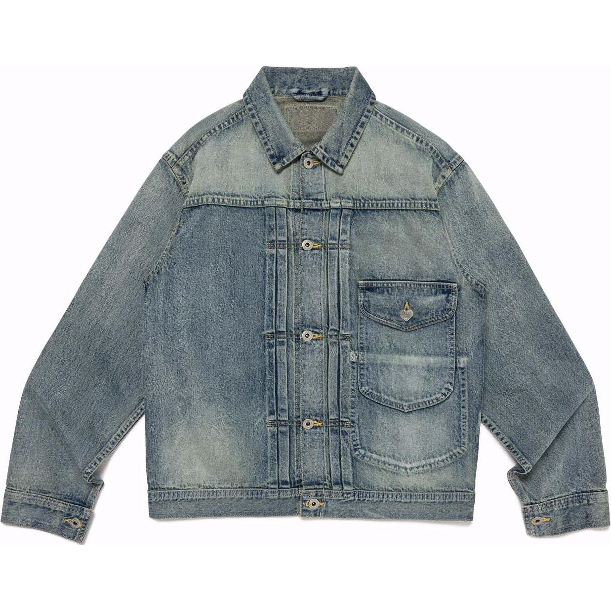 HUMAN MADE x VERDY SS24 Unisex Indigo Denim Workwear Jacket with Button Collar. XX27JK012