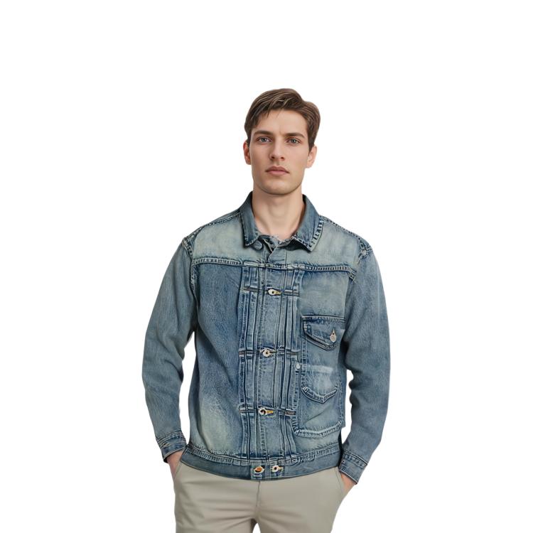 Purchase HUMAN MADE x VERDY SS24 Jaket Denim Indigo Unisex Workwear dengan Kolar Butang. XX27JK012