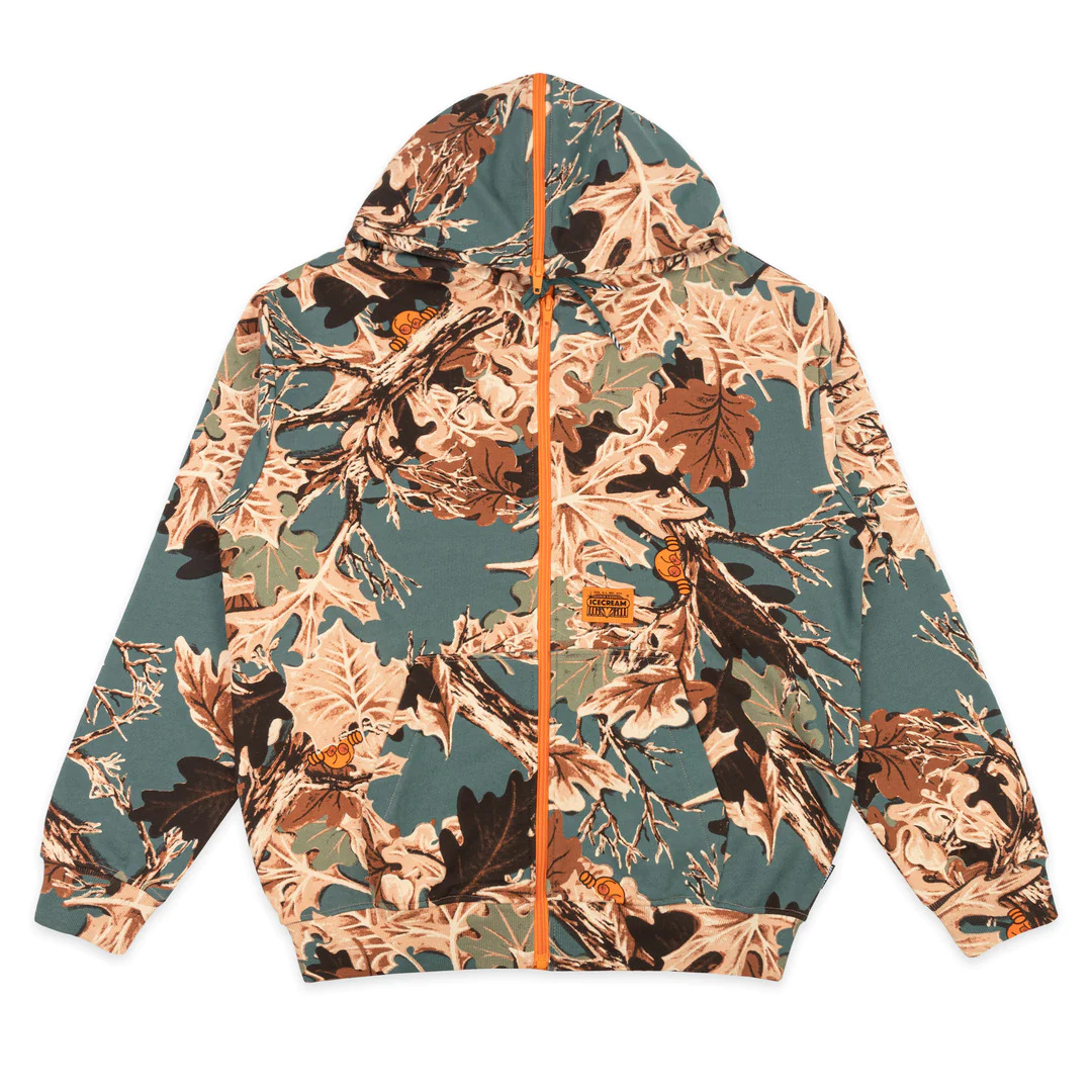 Ice Cream BBC ICECREAM Camo Pattern Hoodie Jacket Unisex American Streetwear Style 421-9305