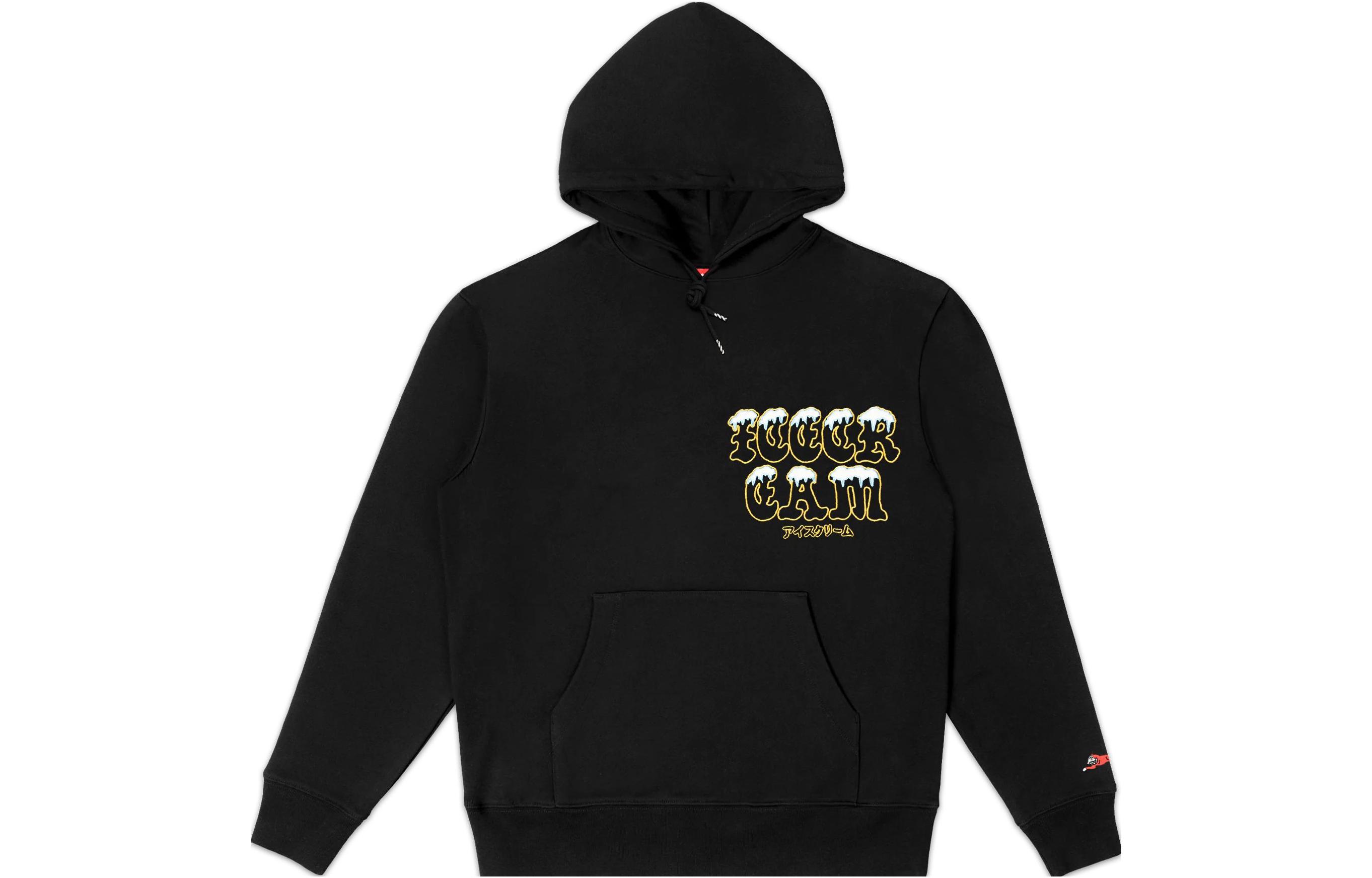 Ice Cream ICECREAM Black Hoodie with Embroidered Letters Unisex Long Sleeve Pullover 431-8310-BLACK