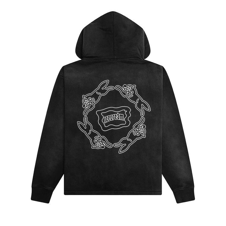 Ice Cream ICECREAM Black Zip-Up Hoodie with Back Dog Print Unisex 451-1301-BLAC