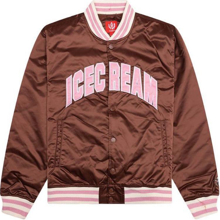 Ice Cream ICECREAM Brown Colorblock Letter Print Unisex Long Sleeve Jacket 451-1401-BRUN