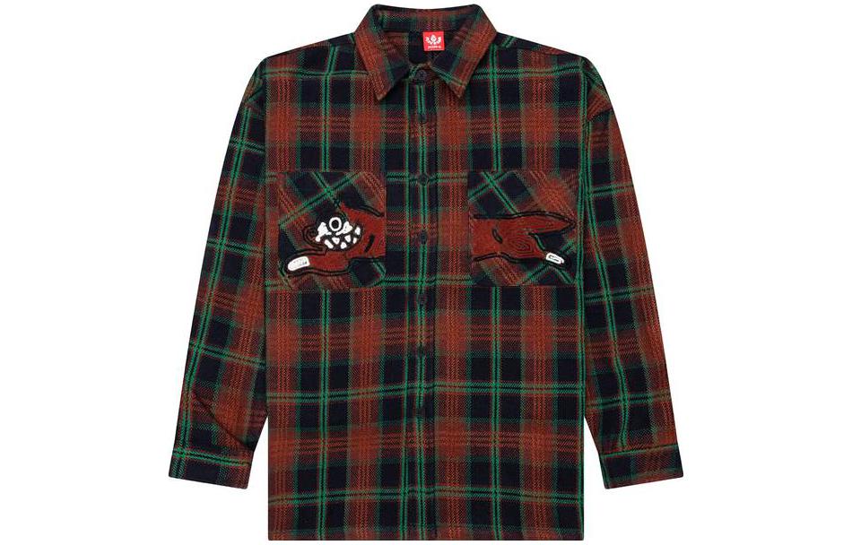 Ice Cream ICECREAM Checkered Print Casual Long Sleeve Jacket Red - 4317400-PLAI