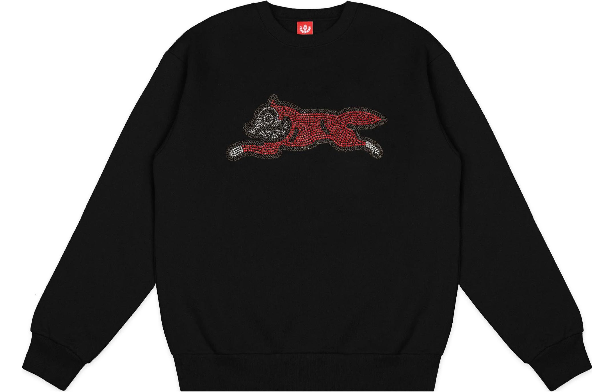 Ice Cream ICECREAM Fox Rhinestone Crewneck Sweatshirt Unisex Black Long Sleeve 431-8307-BLACK