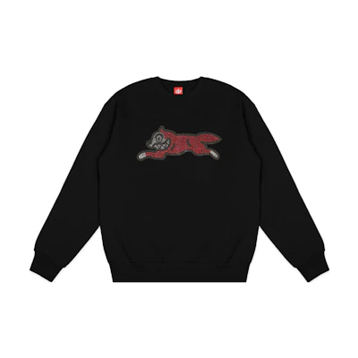 Ice Cream ICECREAM Fox Rhinestone Crewneck Sweatshirt Unisex Black Long Sleeve 431-8307-BLACK